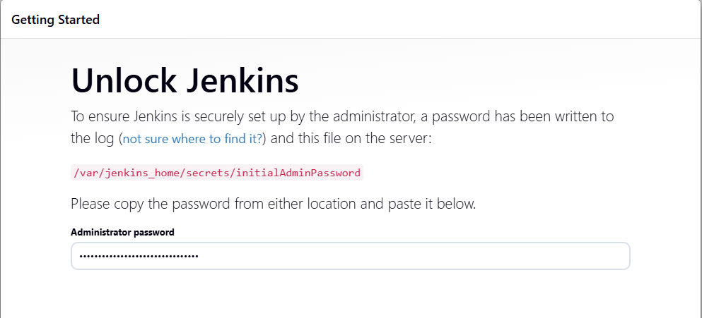 Jenkins getting started page