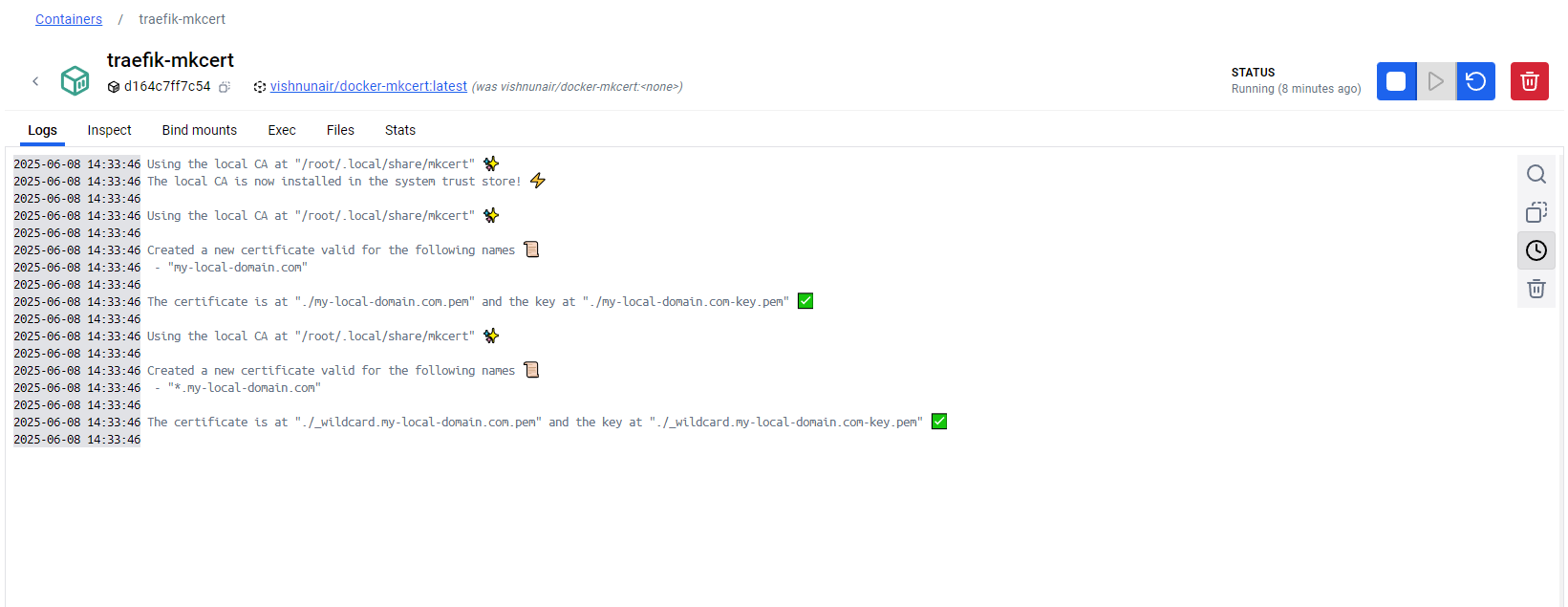 Docker Desktop mkcert logs